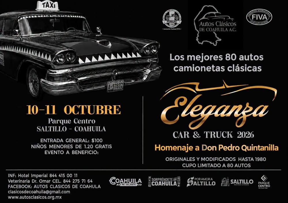 Cartel de Eleganza Car & Truck 2026 en Saltillo.